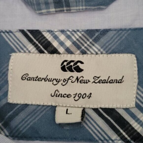 Canterbury of New Zealand Plaid Button Down Shirt Blue Black Long Sleeve Size L - Picture 2 of 12